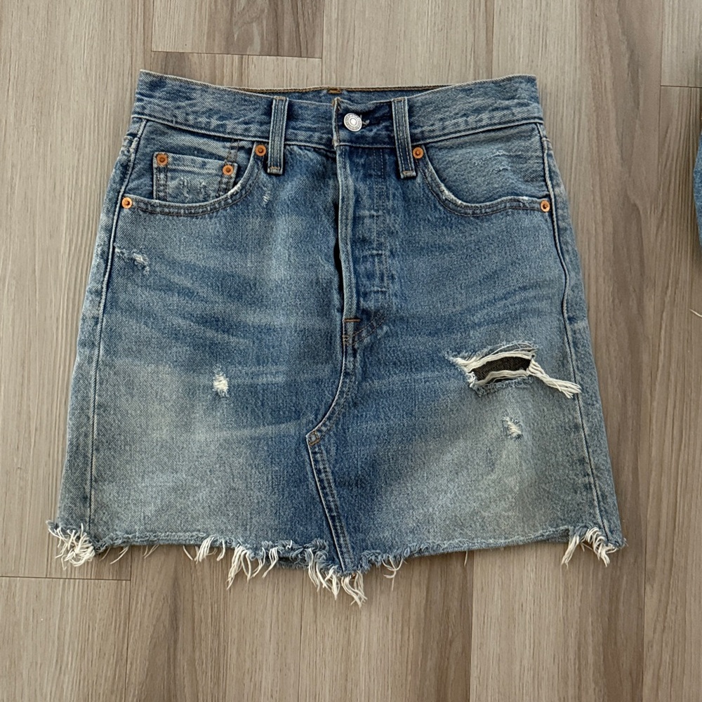 Levi's Blue Distressed Pencil Skirt
